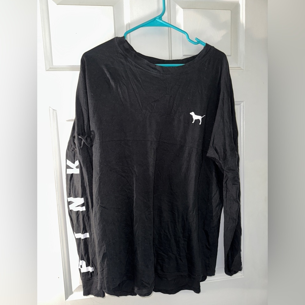 VSPINK LONG SLEEVE TOP - BLACK LACE ON ELBOWS